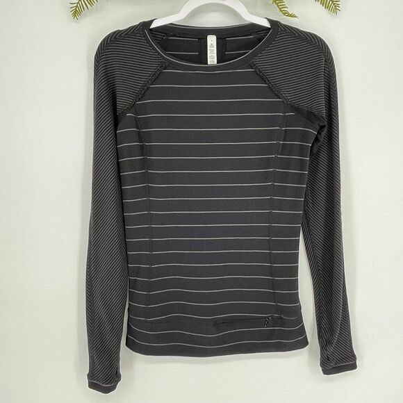 LULULEMON FULL TILT LONG SLEEVE TOP SLALOM STRIPE WOMENS Size 6 Y2K Inspired - Picture 2 of 15